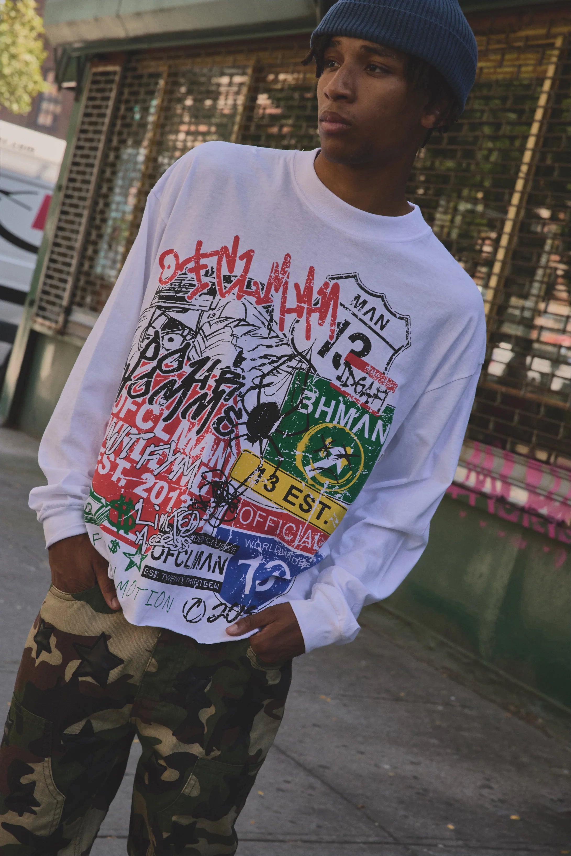 T-Shirt Oversize À Manches Longues Et Imprimé Graffiti