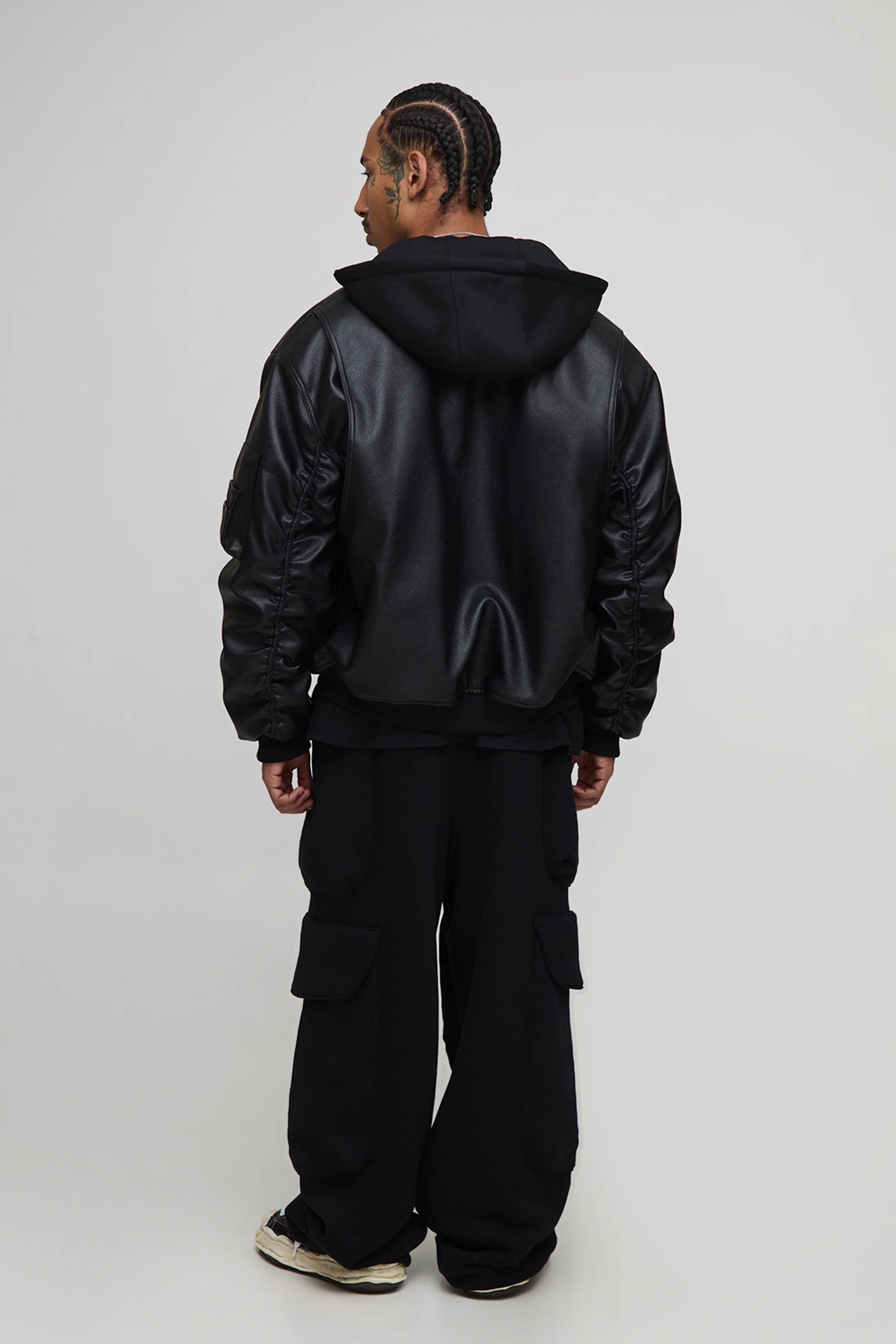 BOMBER OVERSIZE À CAPUCHE EN JERSEY TEXTURÉ