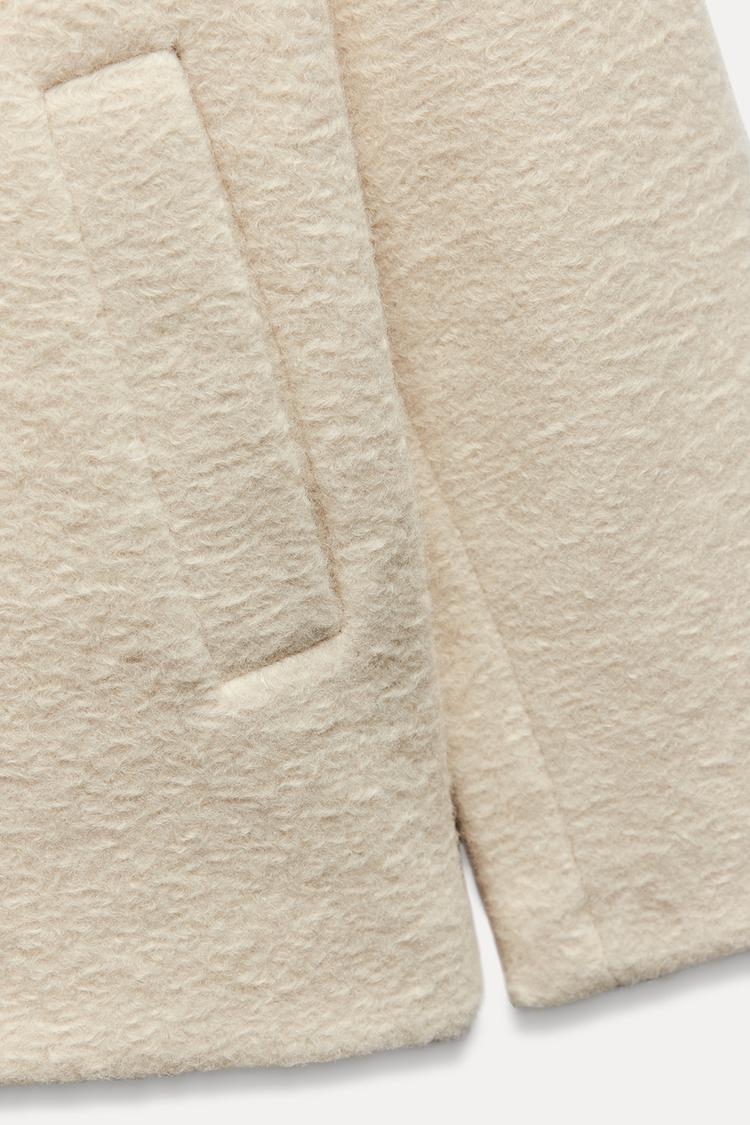 Manteau mis long bouclé - écru