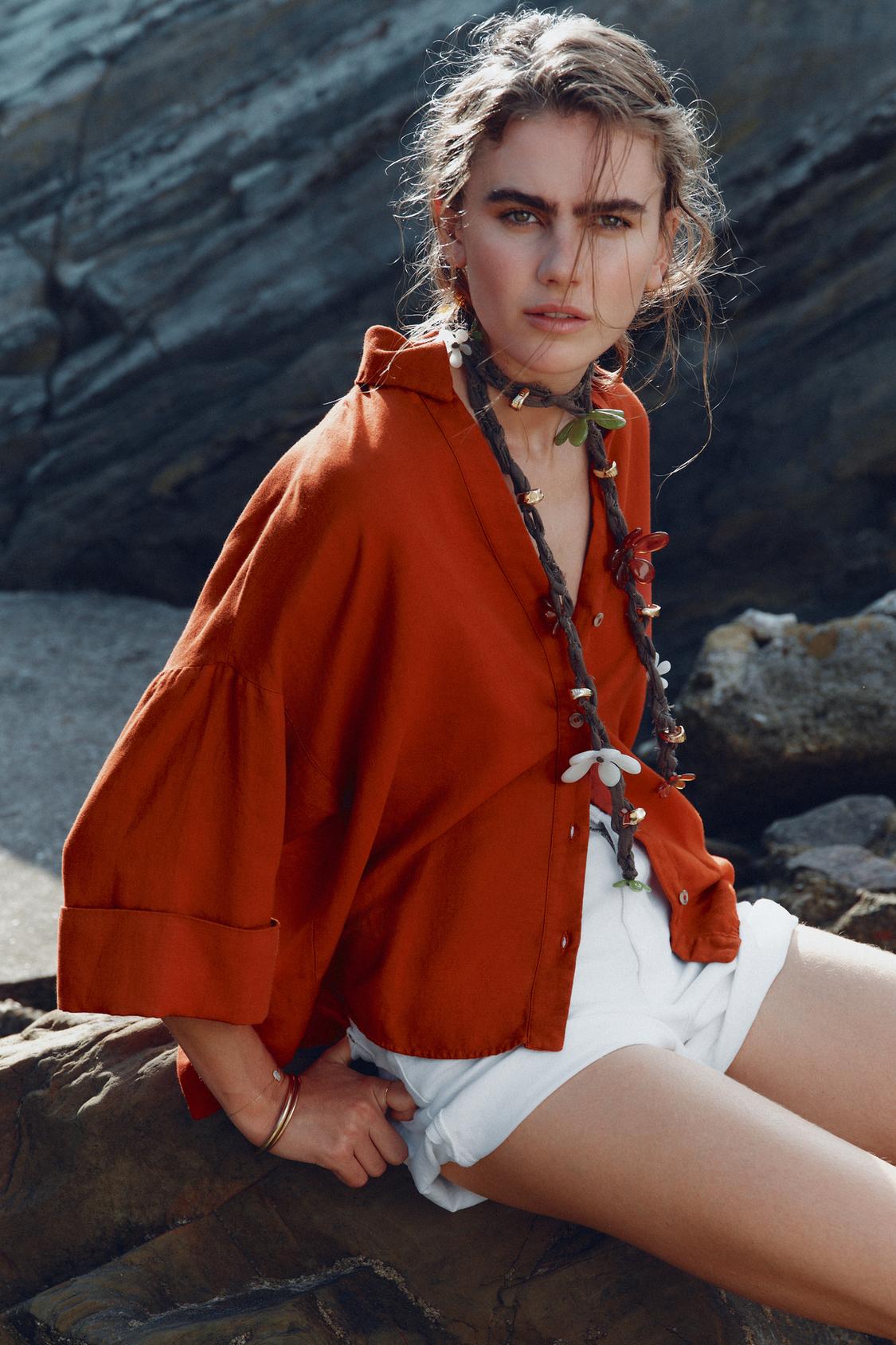 CHEMISE MANCHE LARGE AVEC LIN