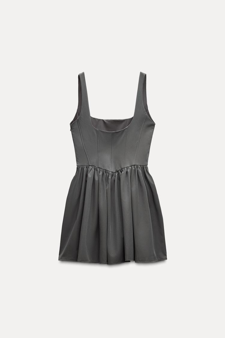 Robe style corset a plis- Gris