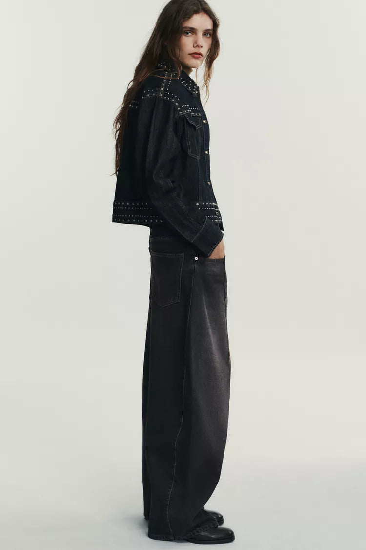 VESTE EFFET JEAN À CLOUS