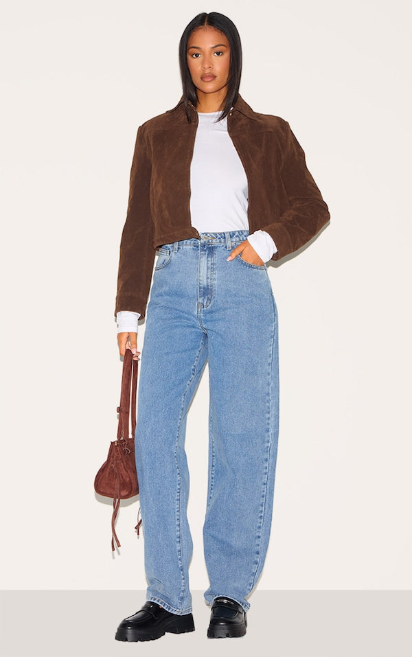 TALL JEAN BOYFRIEND MOYEN BLEU DÉLAVÉ À TAILLE HAUTE