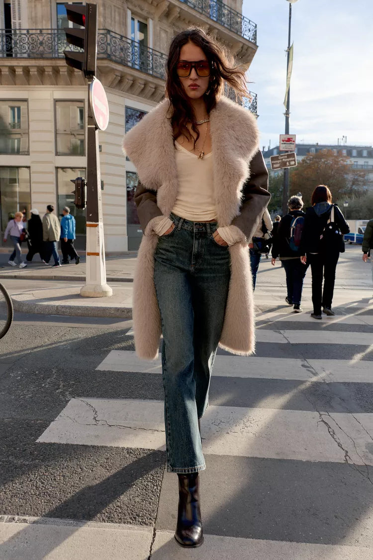 MANTEAU RÉVERSIBLE DOUBLE FACE EFFET FOURRURE