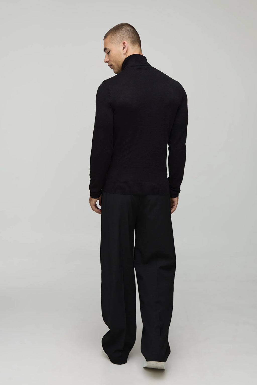 MUSCLE FIT ROLL NECK KNITTED JUMPER