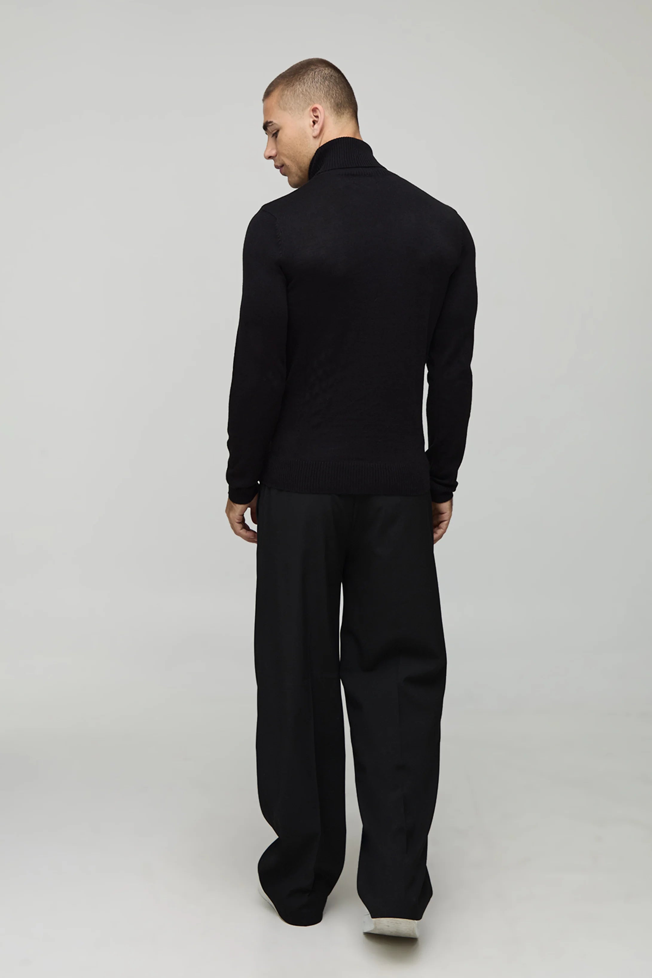 MUSCLE FIT ROLL NECK KNITTED JUMPER