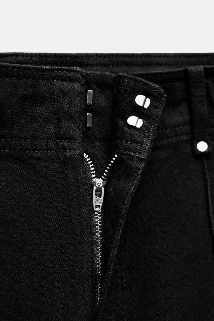 Jean coupe droite large et taille haute - Noir