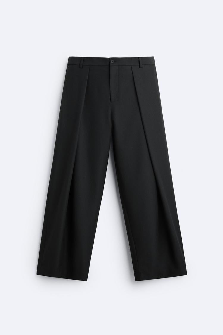 Pantalon coupe large a plis - Noir
