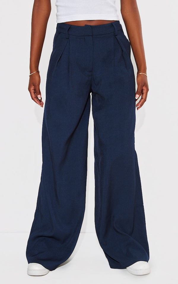 TALL PANTALON LARGE BLEU MARINE À TAILLE HAUTE
