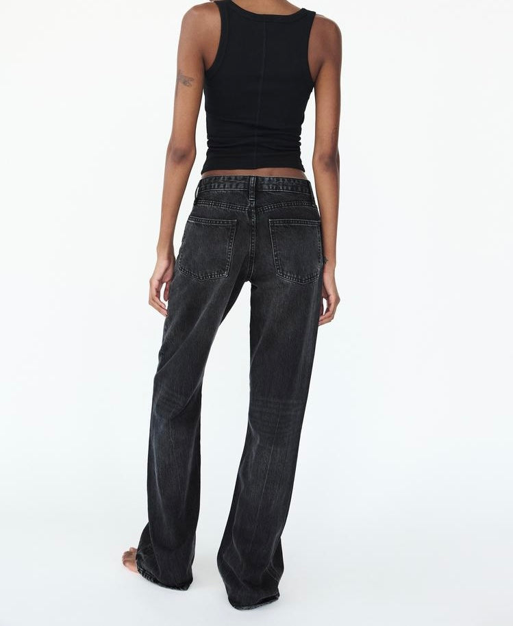 Jean trf wide leg taille normale - Bleu soutenu