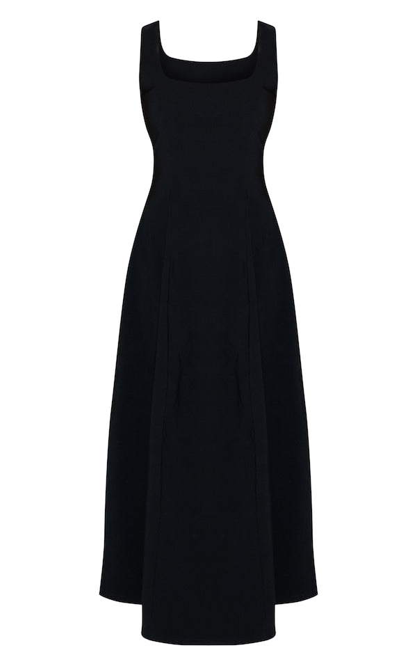 ROBE LONGUE NOIRE SANS MANCHES À COL ROND
