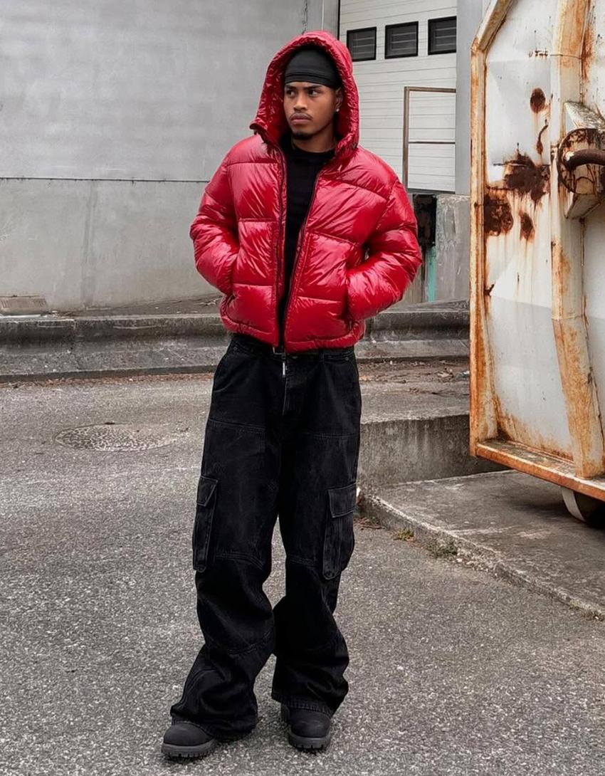 BLOUSON BOUFFANT À CAPUCHE