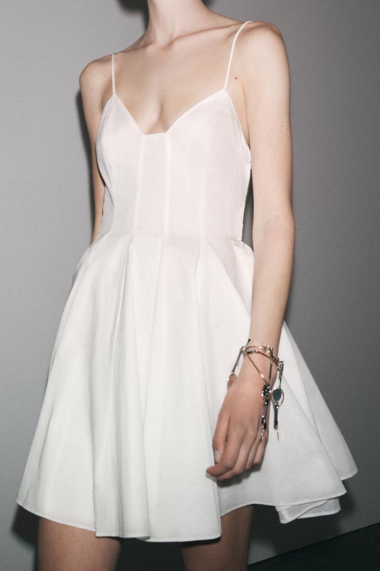 Robe courte en popeline zw collection - Blanc