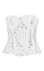 CORSET EN DENTELLE TEXTURÉE NOIRE TRANSPARENTE FLEURIE