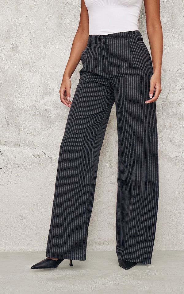 TALL PANTALON DE TAILLEUR LARGE NOIR À FINES RAYURES