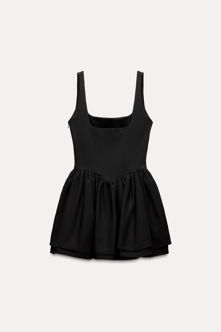 Robe style corset a plis - Noir