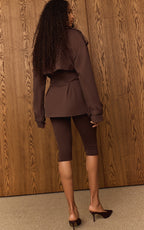 TRENCH COURT PRUNE CHOCOLAT À CEINTURE