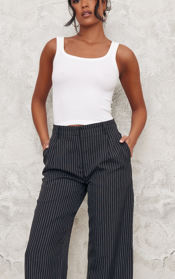 TALL PANTALON DE TAILLEUR LARGE NOIR À FINES RAYURES