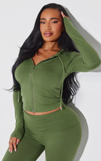 SHAPE HOODIE SCULPT KAKI À ZIP