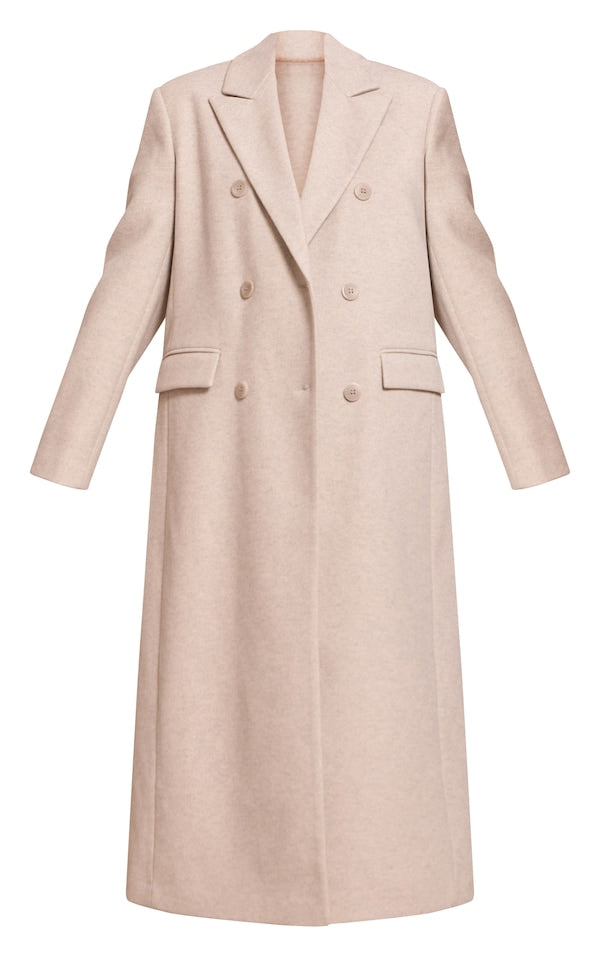 MANTEAU OVERSIZE STRUCTURÉ GRIS CHAMPIGNON À DOUBLE BOUTONNIÈRE
