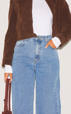 TALL JEAN BOYFRIEND MOYEN BLEU DÉLAVÉ À TAILLE HAUTE