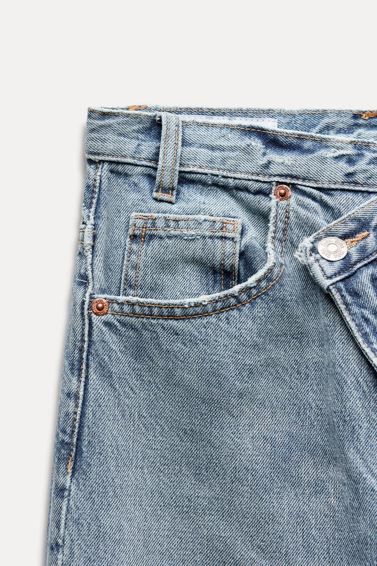 Jean trf wide leg cinturilla cruzada taille haute - Bleu