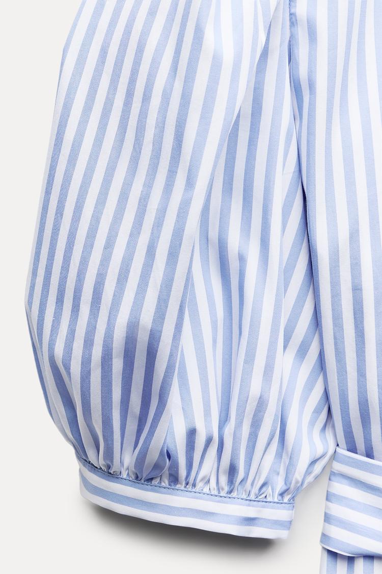 Robe en popeline a rayures - Blanc