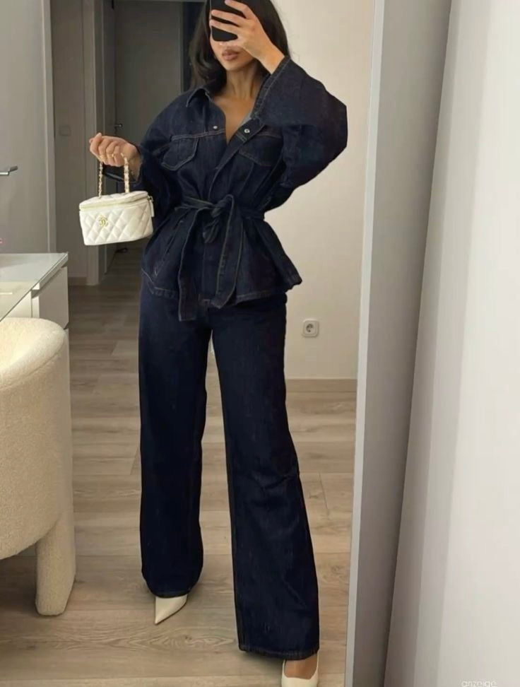 PANTALON EN JEAN À JAMBES LARGES