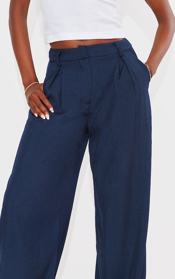 TALL PANTALON LARGE BLEU MARINE À TAILLE HAUTE