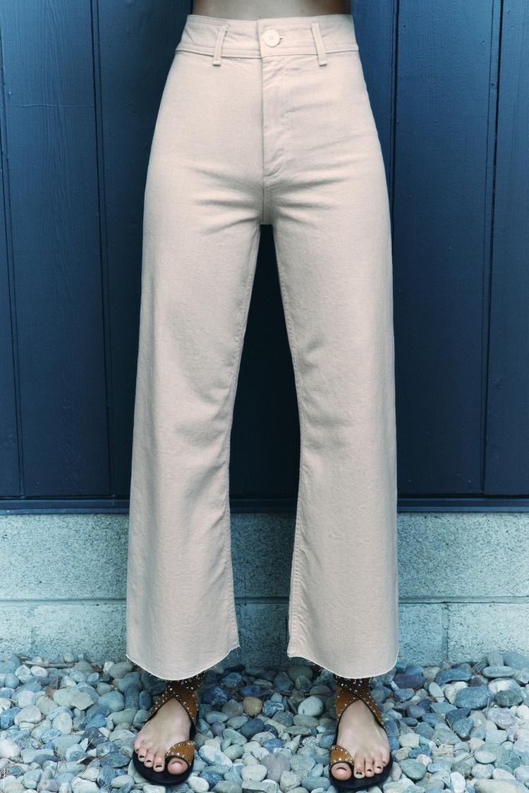 Jean collection zw marine droit a taille haute - Sable