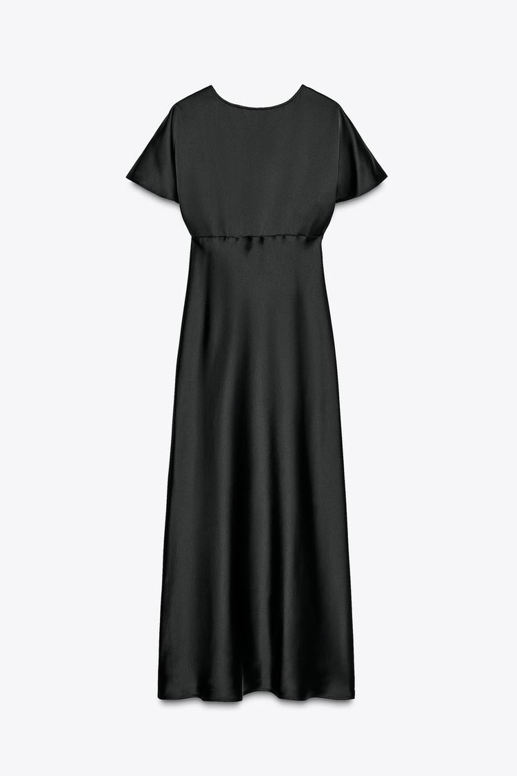 Robe mi-longue satinée - Noir