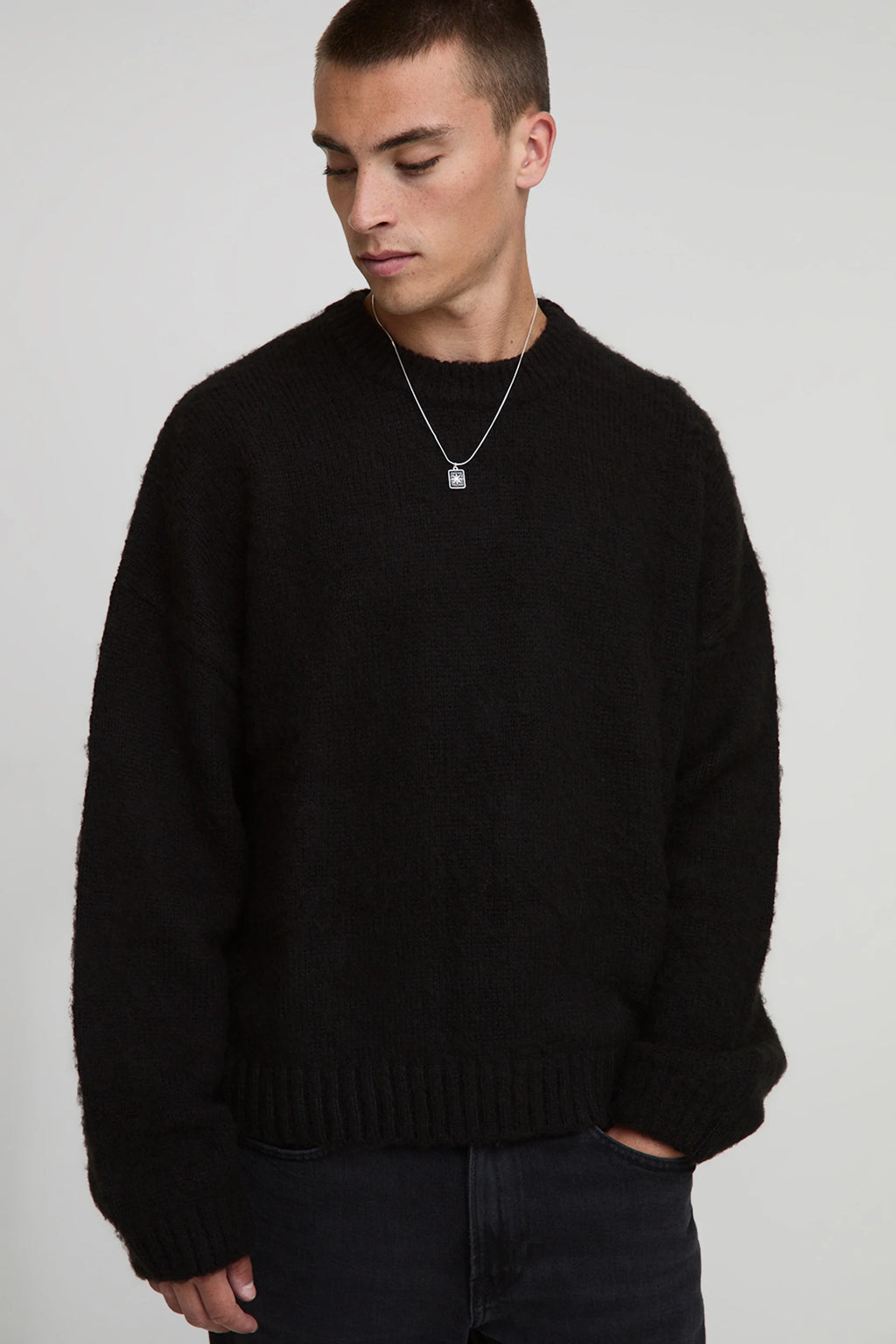 BOXY FIT BRUSHED EXTENDED  KNITTED JUMPER