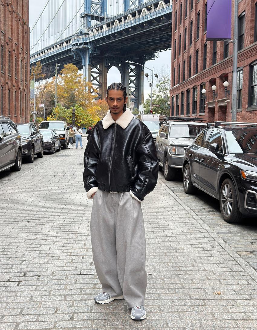 BLOUSON EFFET VINYLE COL FOURRURE