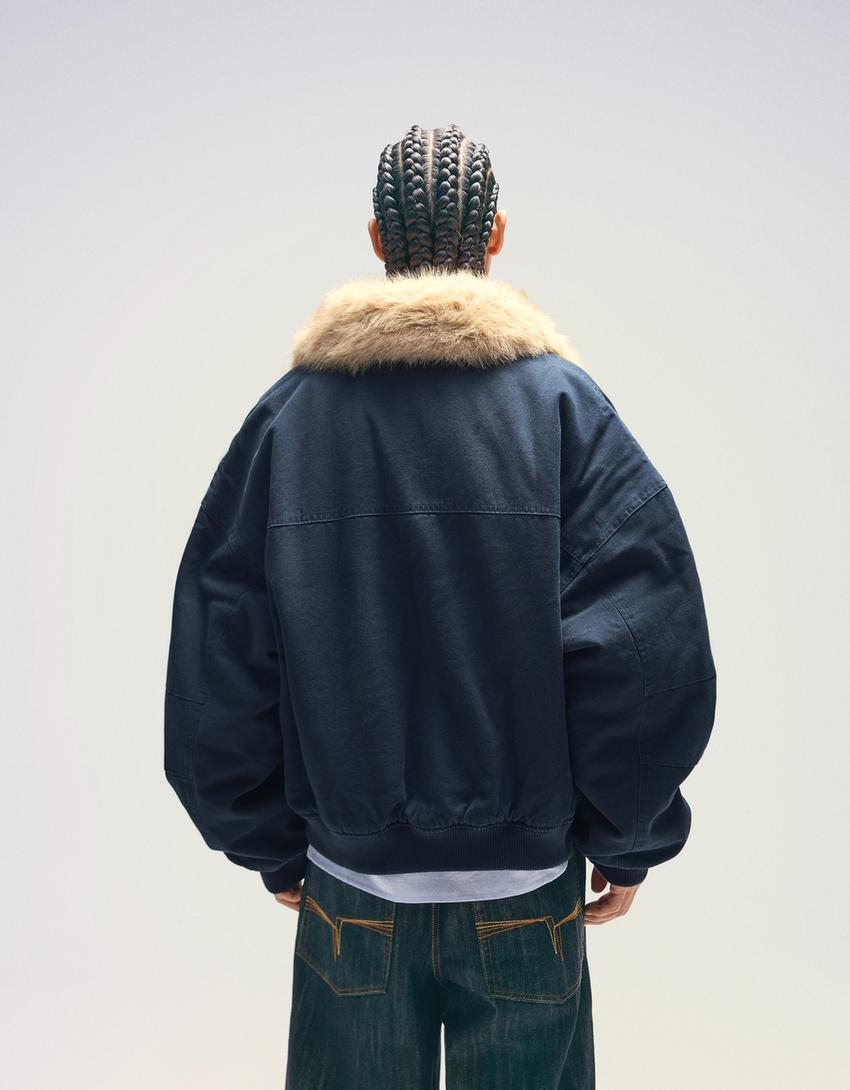 BLOUSON COL FAUSSE FOURRURE