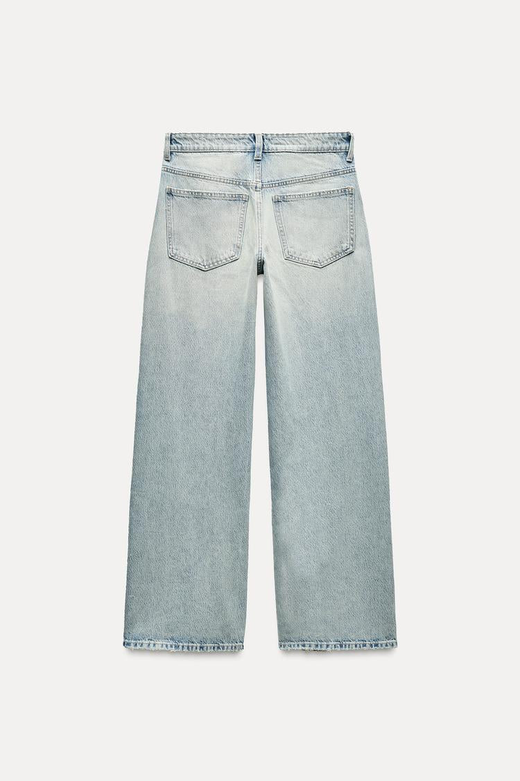 Jean trf wide leg taille normale - Bleu marine