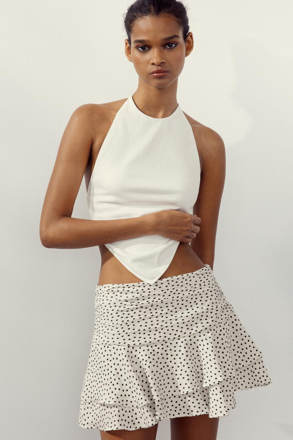 JUPE-CULOTTE À VOLANTS