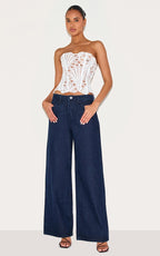 CORSET EN DENTELLE TEXTURÉE NOIRE TRANSPARENTE FLEURIE