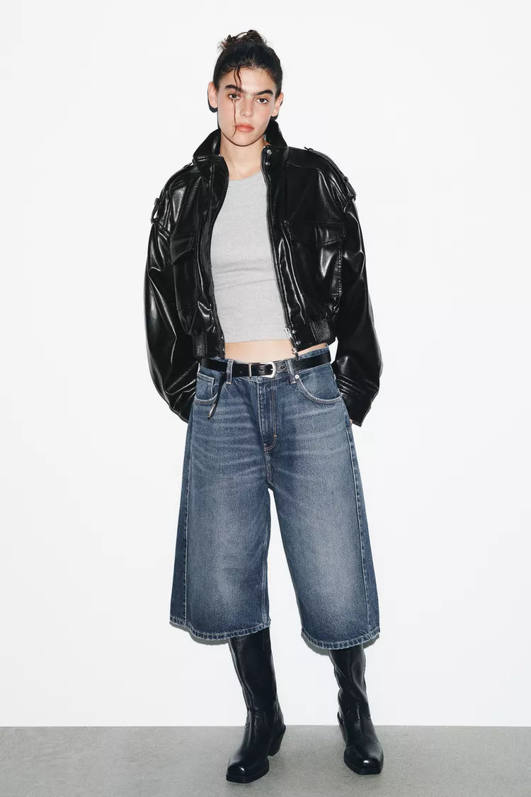 BLOUSON EN MATIÈRE SYNTHÉTIQUE AVEC PATTES