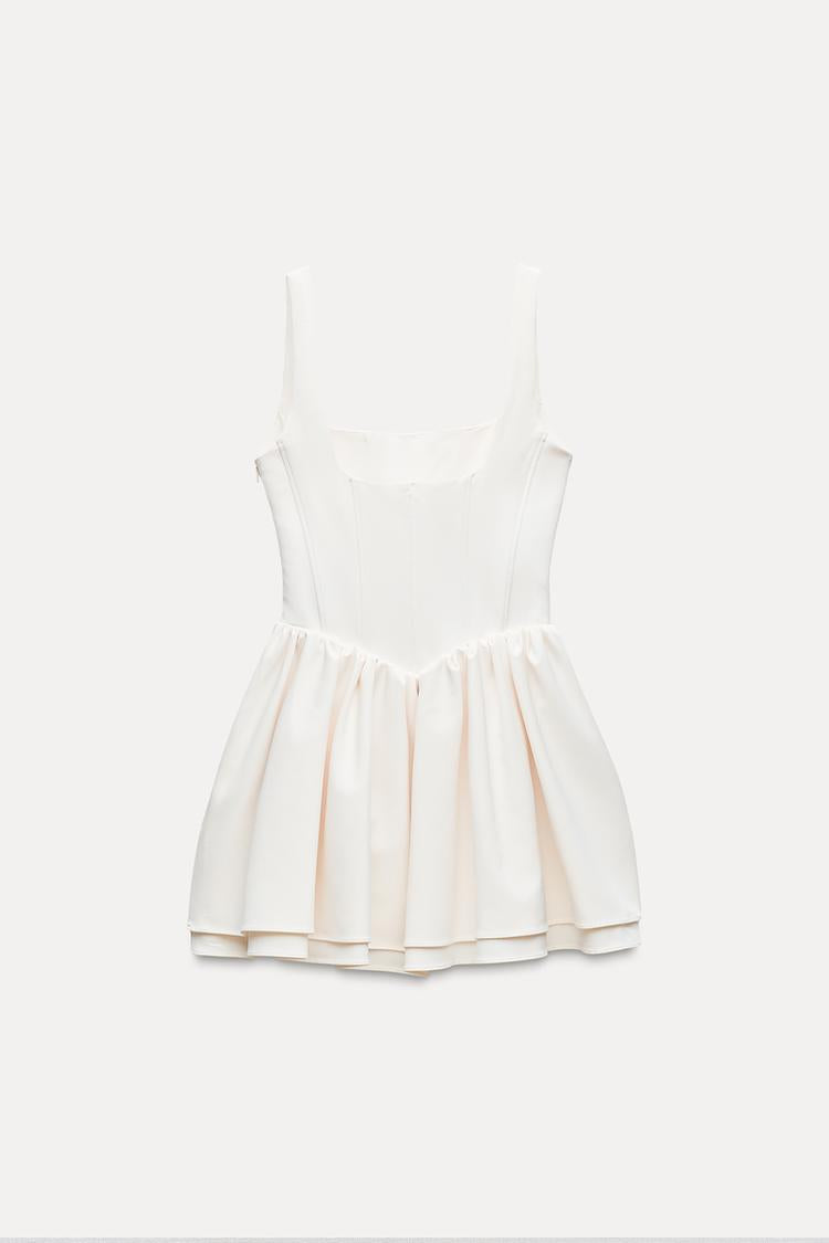 Robe style corset a plis - Beige