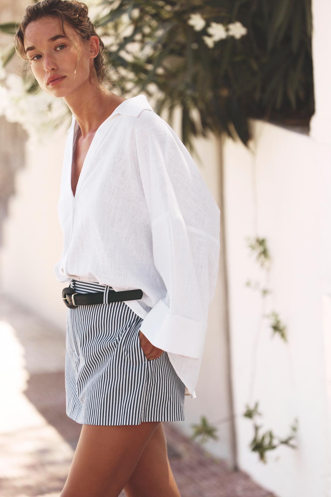 CHEMISE MANCHE LARGE AVEC LIN