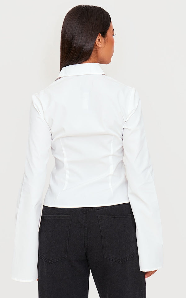 CHEMISE CINTRÉE BLANCHE À COUTURES STRUCTURANTES