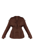 TRENCH COURT PRUNE CHOCOLAT À CEINTURE