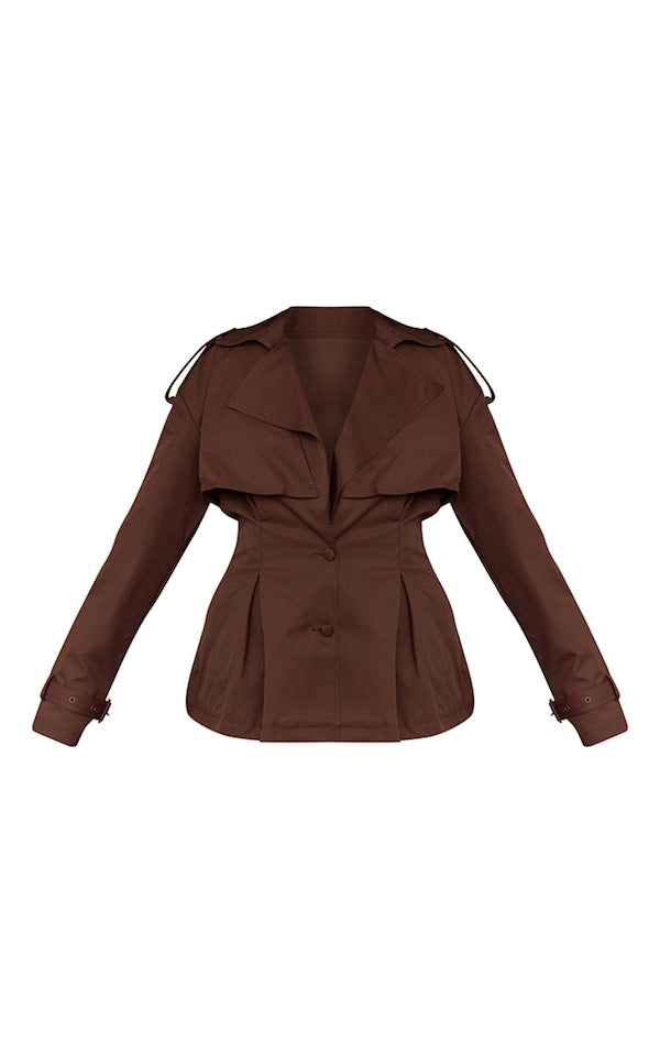 TRENCH COURT PRUNE CHOCOLAT À CEINTURE