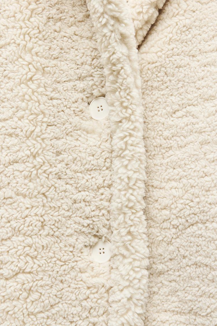 Manteau long effet mouton - Blanc cassé