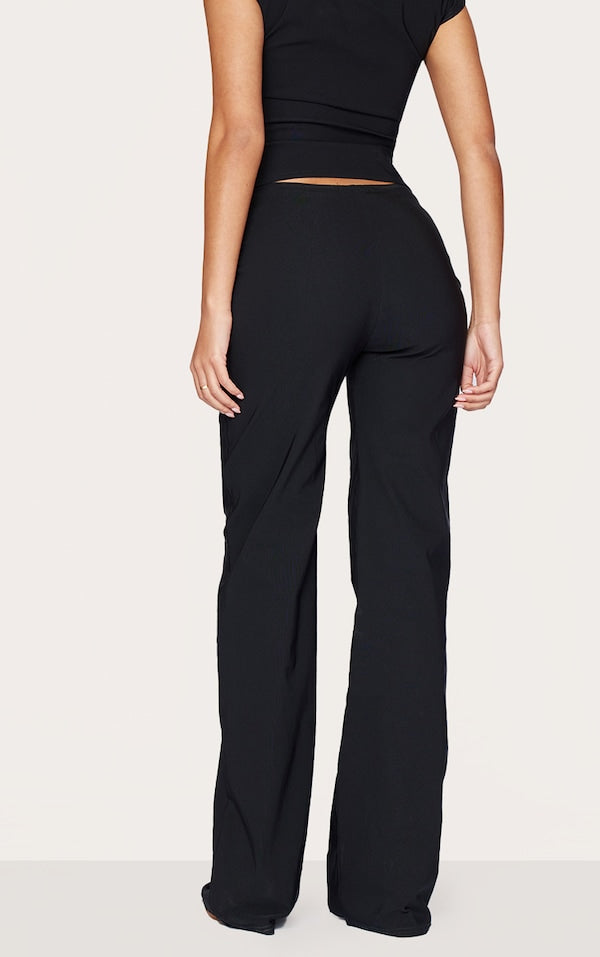 TALL PANTALON NOIR À TAILLE BASSE ET CORDONS AJUSTABLES