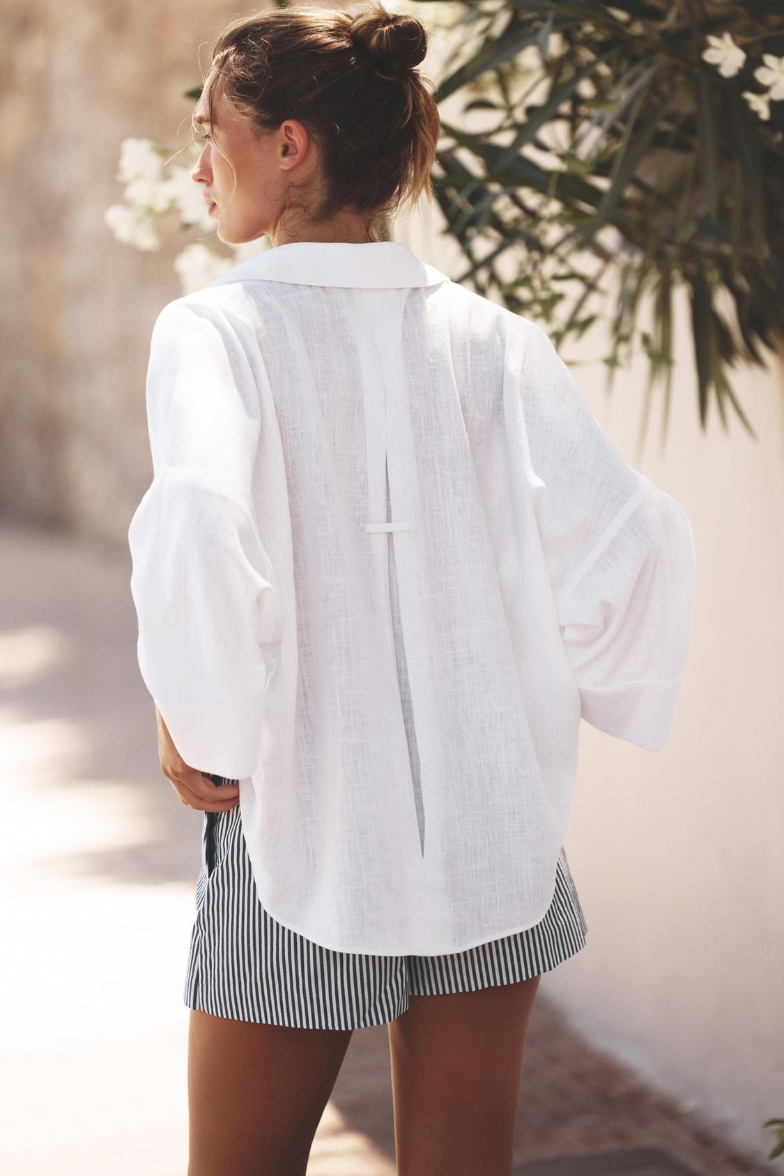 CHEMISE MANCHE LARGE AVEC LIN