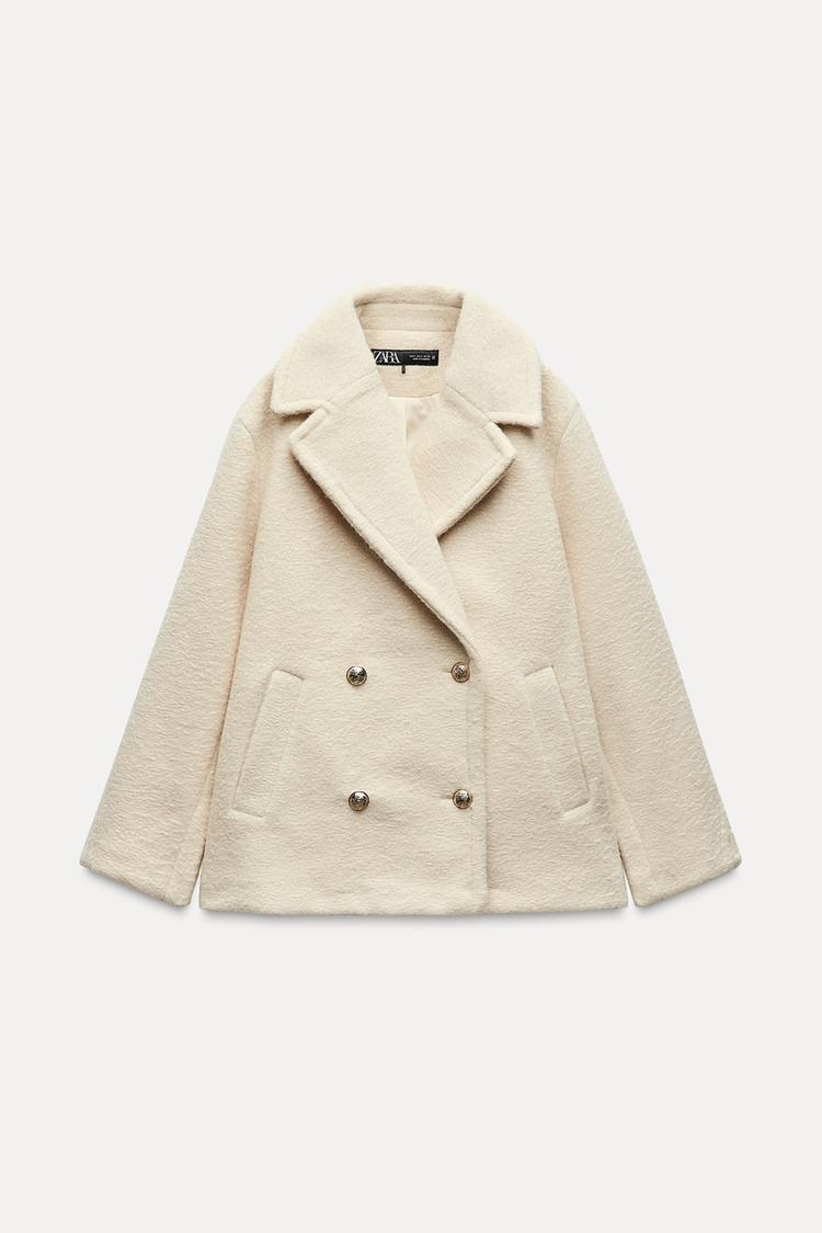 Manteau mis long bouclé - écru