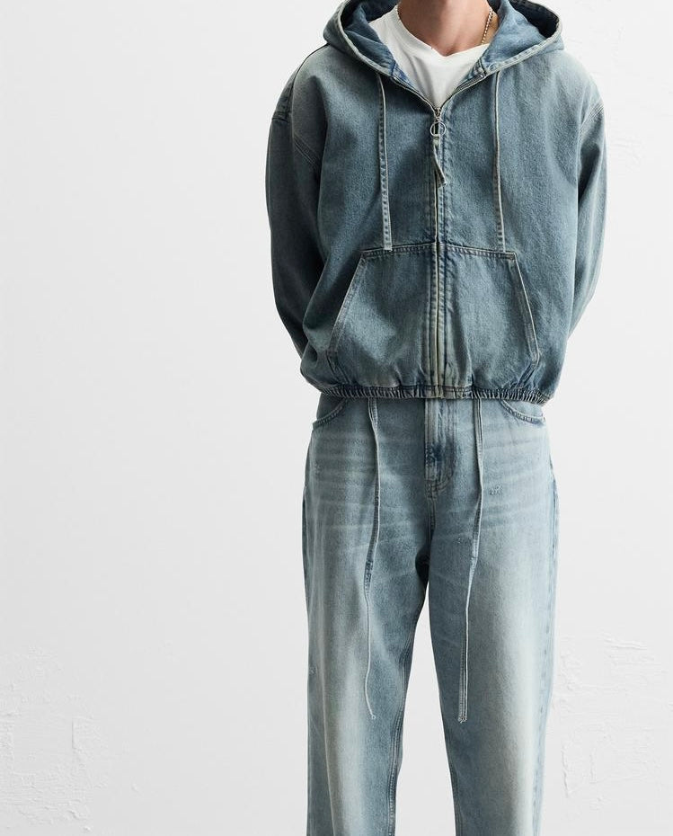 Sweat en jean à capuche