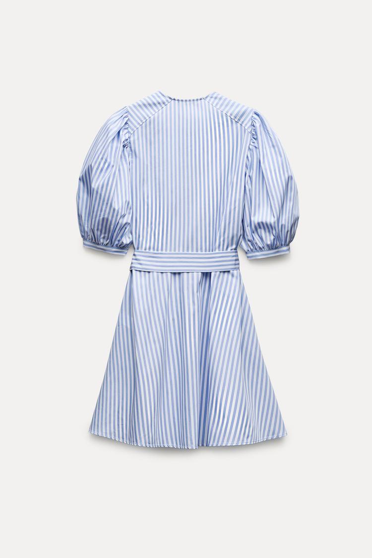 Robe en popeline a rayures - Bleu