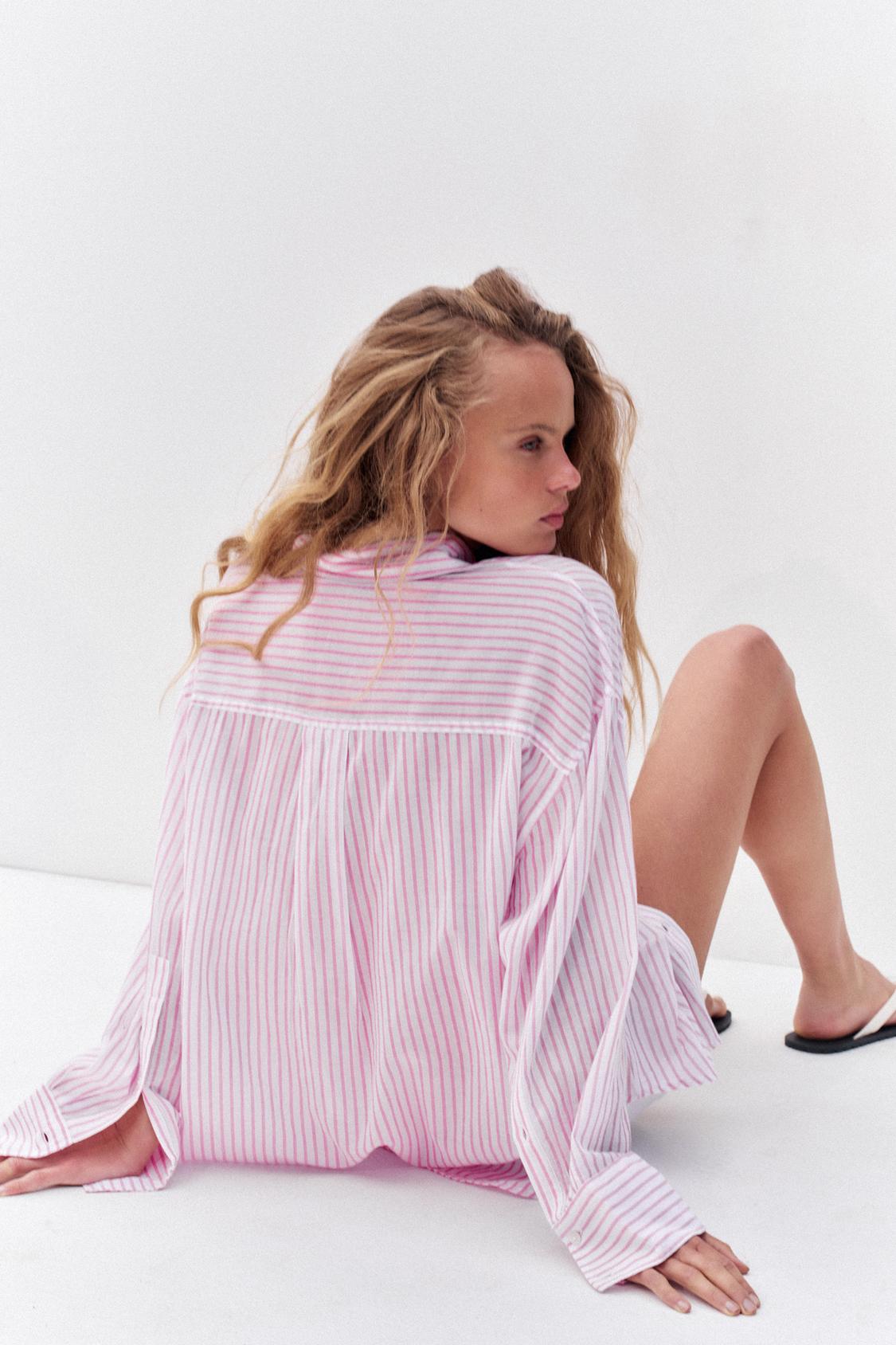 CHEMISE OVERSIZE GAZE RAYURES